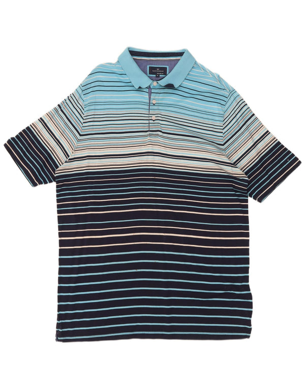 Camisa polo masculina Marks & Spencer XL algodão listrado azul