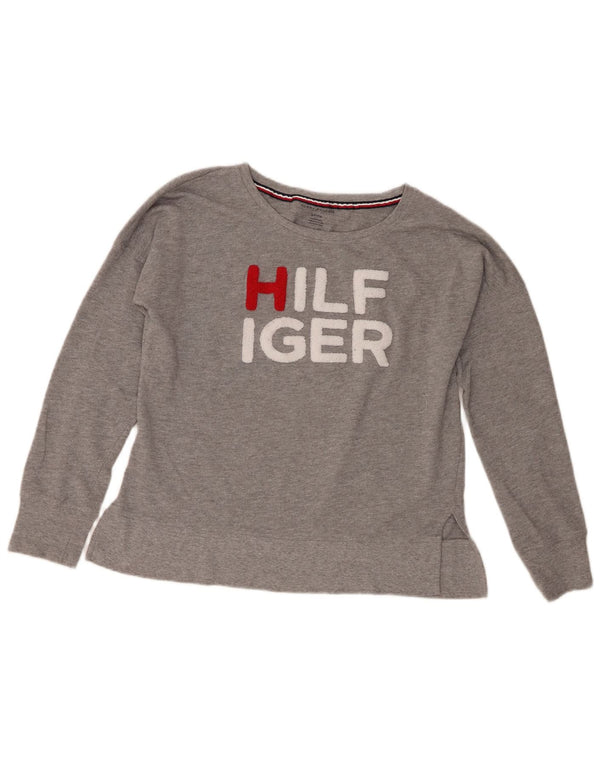 Tommy Hilfiger Womens Graphic Sweatshirt Jumper UK 10 Small Grey Cotton