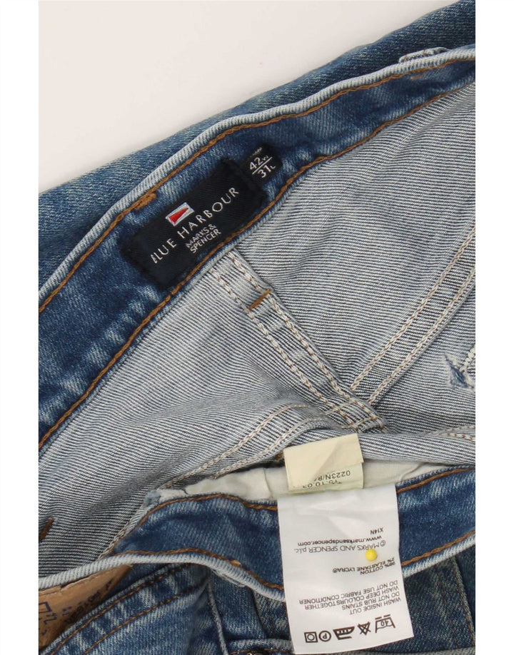 Calça jeans reta masculina Marks & Spencer Blue Harbor W42 L31 algodão