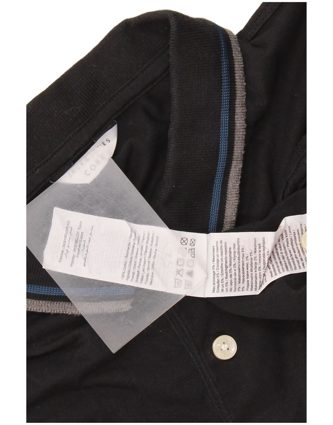 Camisa polo masculina JACK & JONES grande algodão preto