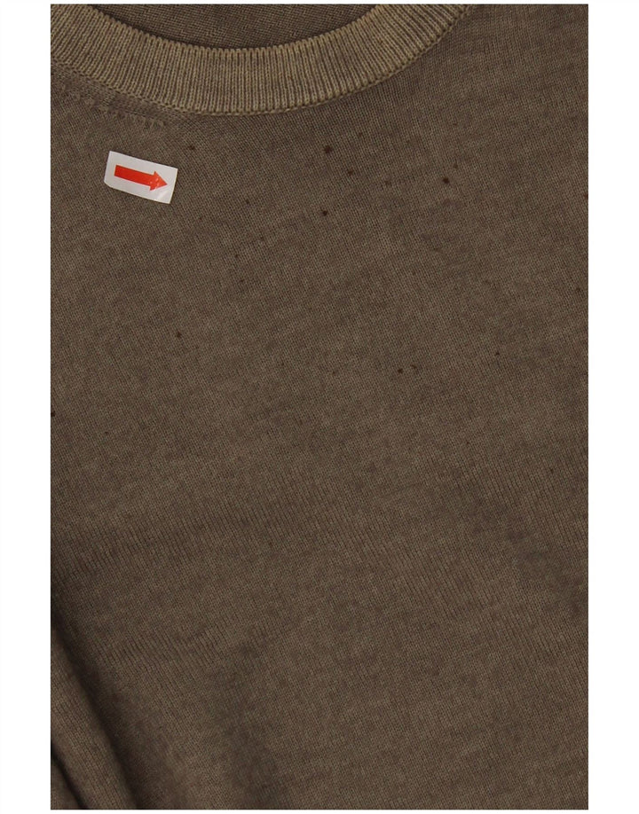 JUST CAVALLI Suéter masculino com gola redonda 2XL lã cáqui