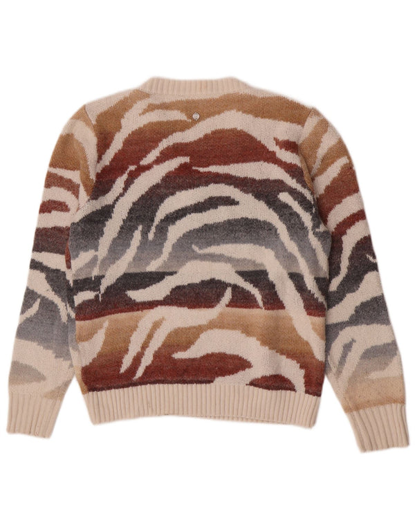 Suéter feminino Desigual com decote em V Reino Unido 6 XS estampa animal multicolorida