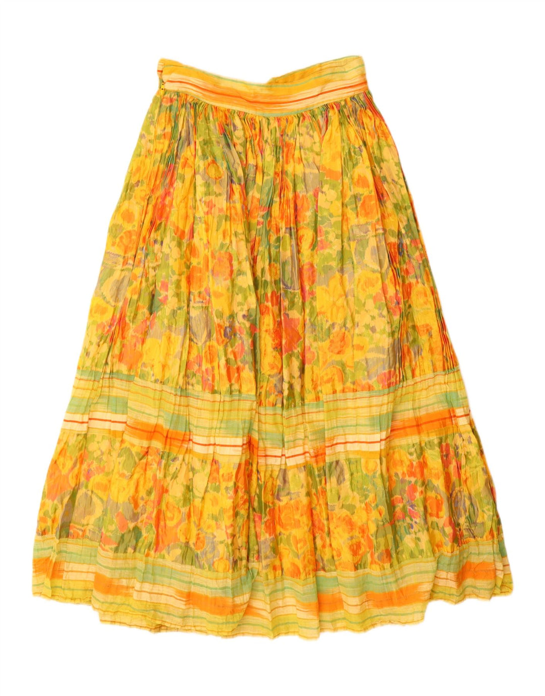 Opções Saia Maxi Flared Feminina IT 44 Médio W28 Viscose Floral Amarela