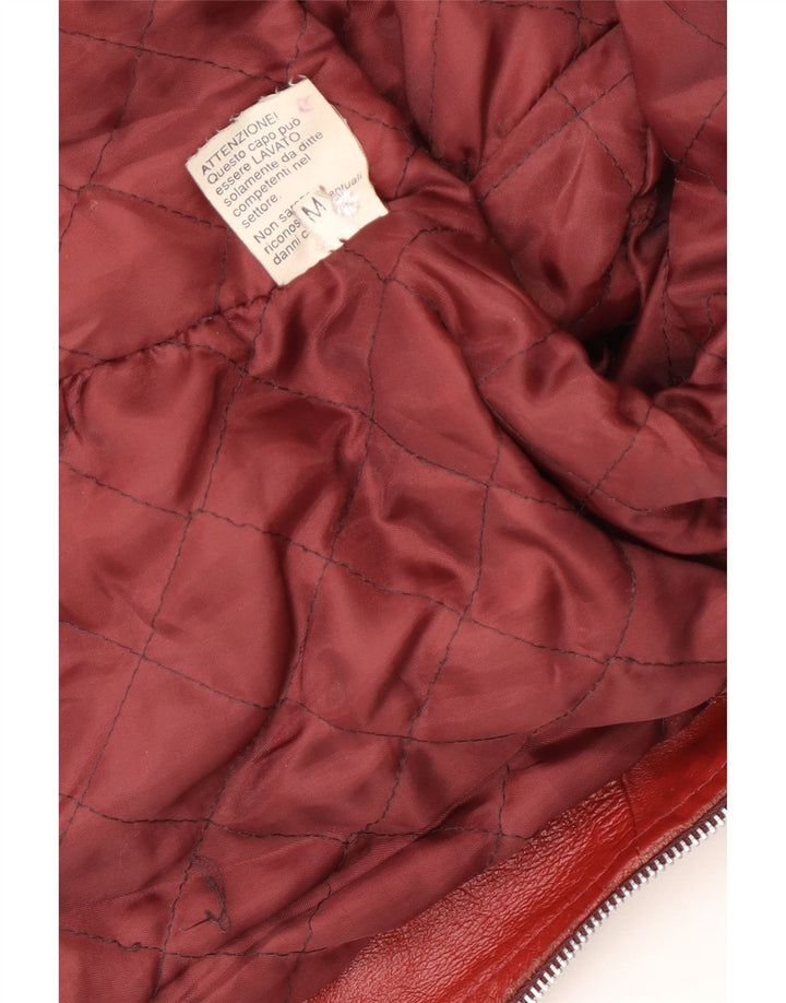 Jaqueta de couro feminina vintage UK 14 vermelho médio