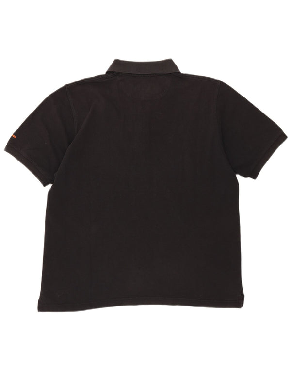 Camisa polo masculina Barbour de algodão preto médio