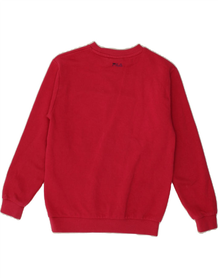 FILA Girls Graphic Sweatshirt Jumper 9-10 Years Pink Cotton Vintage Fila and Second-Hand Fila from Messina Hembry 