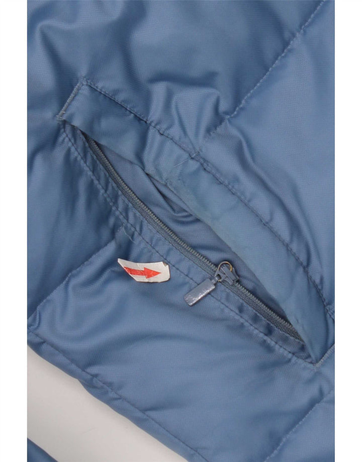 Jaqueta acolchoada masculina Adidas UK 40 grande bloco colorido azul nylon