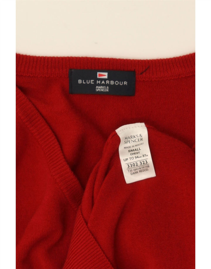 Suéter masculino MARKS & SPENCER Blue Harbor com decote em V pequeno acrílico vermelho