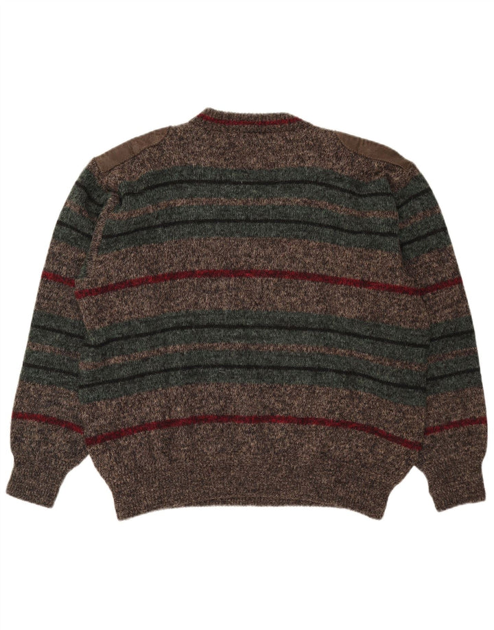 Suéter masculino Ranger com gola redonda XL poliamida listrada marrom