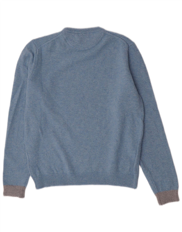 Suéter feminino Sun68 com gola redonda, grande lã azul