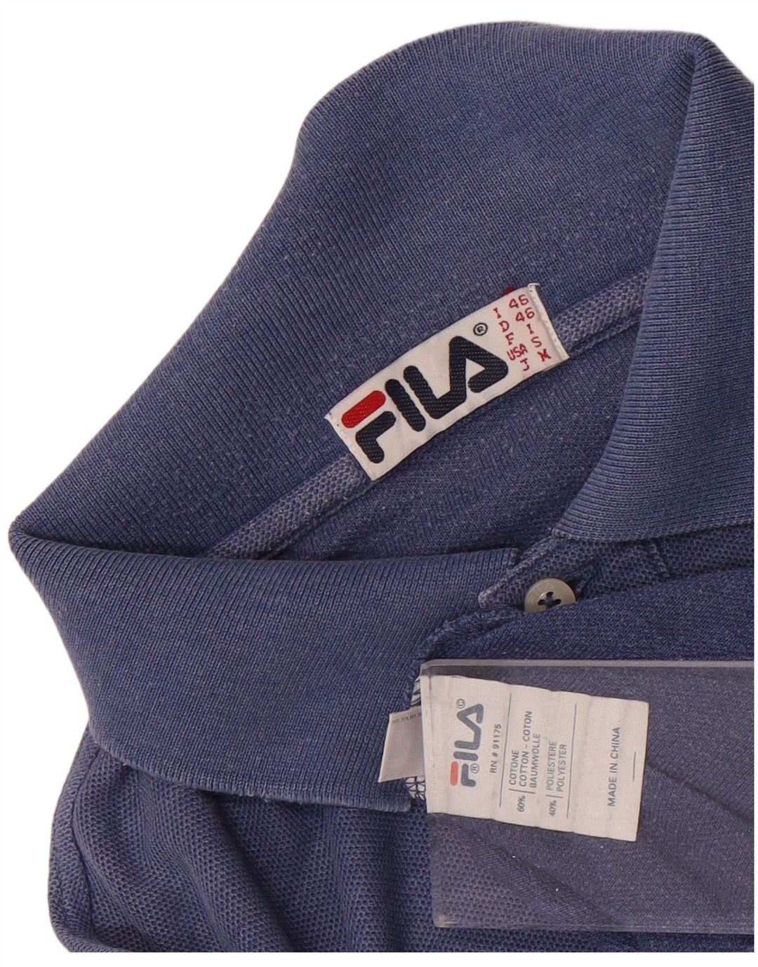 Camisa polo masculina Fila pequena azul algodão