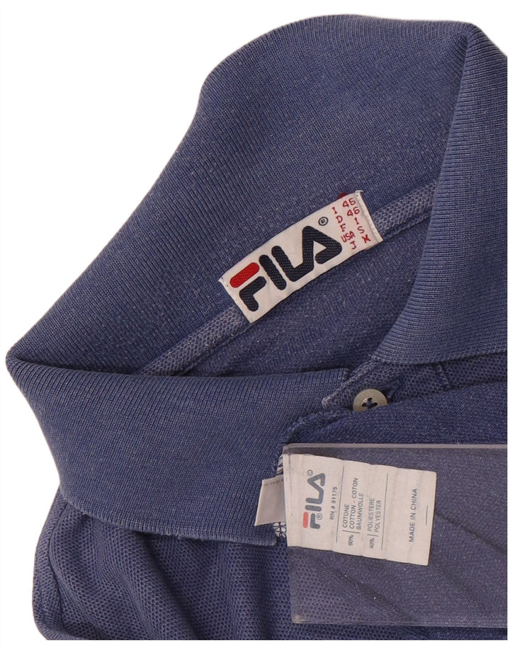 Camisa polo masculina Fila pequena azul algodão