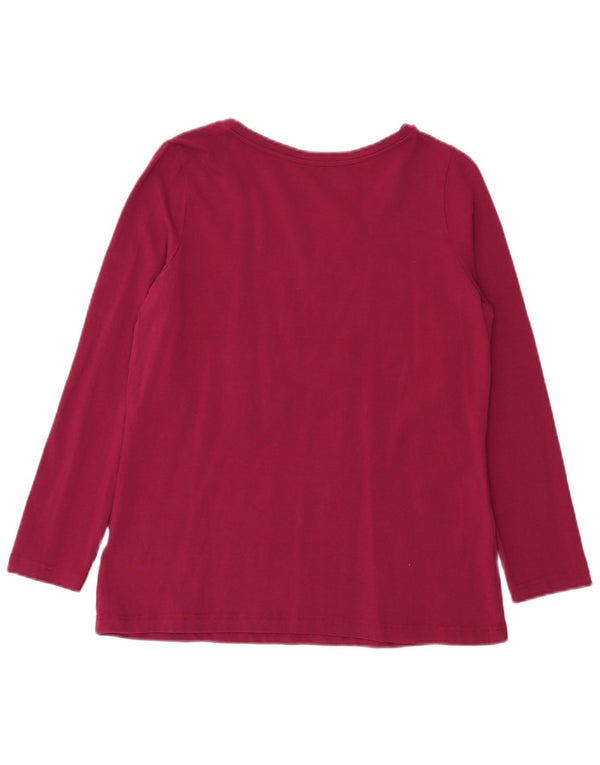 Top feminino Marks & Spencer de manga comprida Reino Unido 14 grande algodão cor de vinho