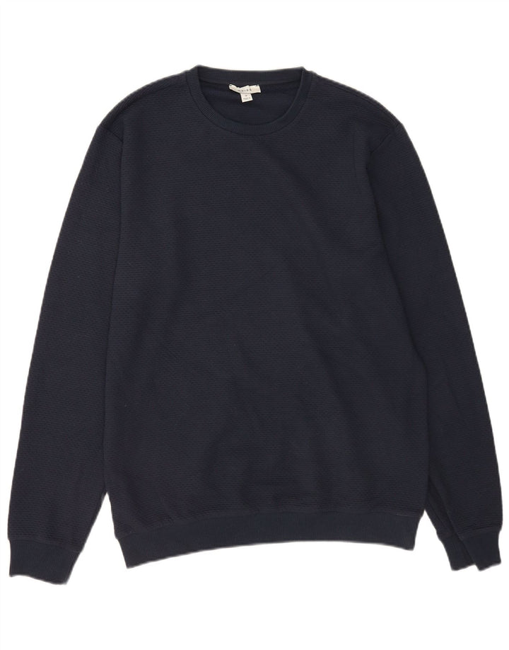 Suéter masculino Reiss com gola redonda e algodão azul marinho médio