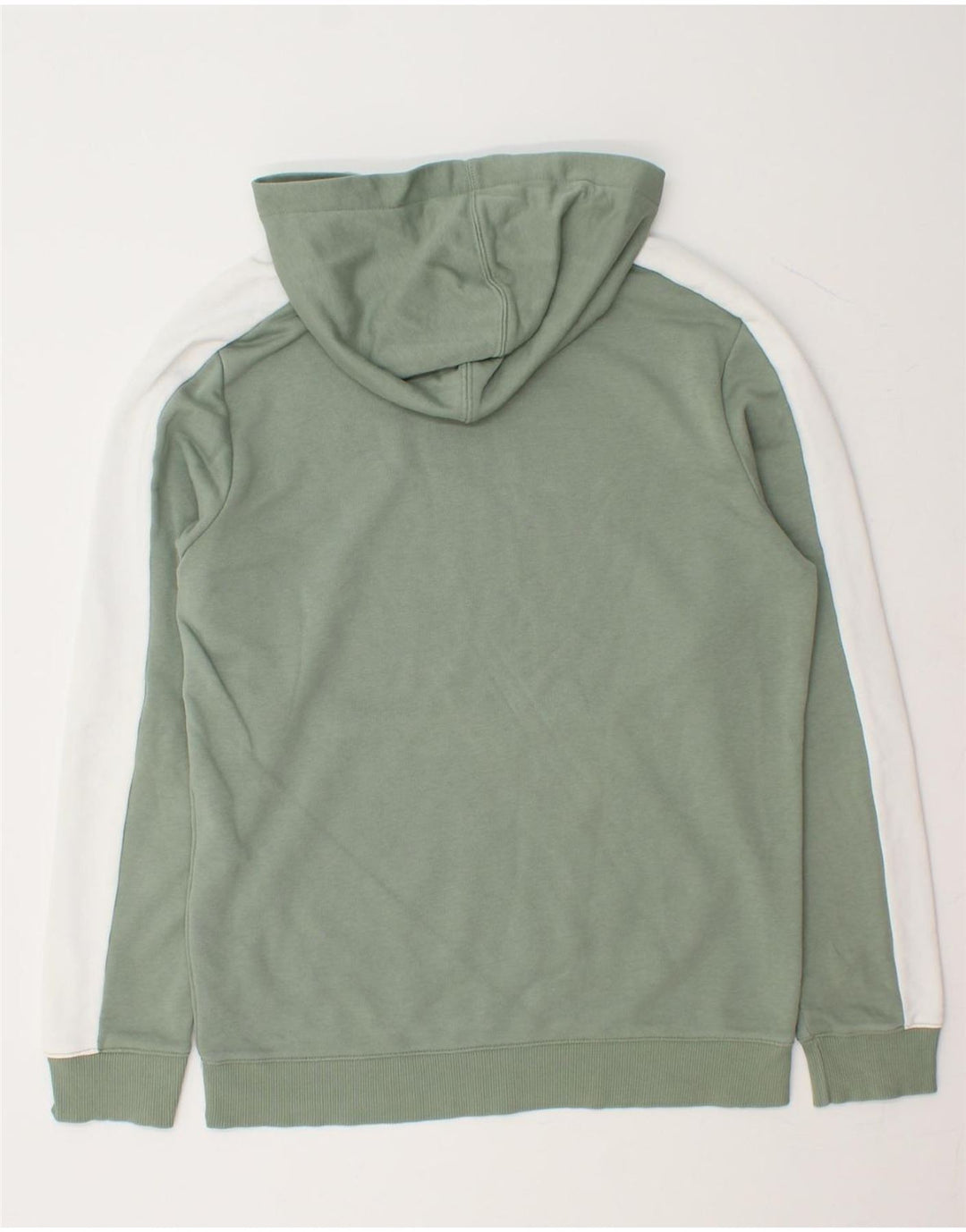 REEBOK Mens Graphic Hoodie Jumper Medium Green Colourblock Cotton Vintage Reebok and Second-Hand Reebok from Messina Hembry 