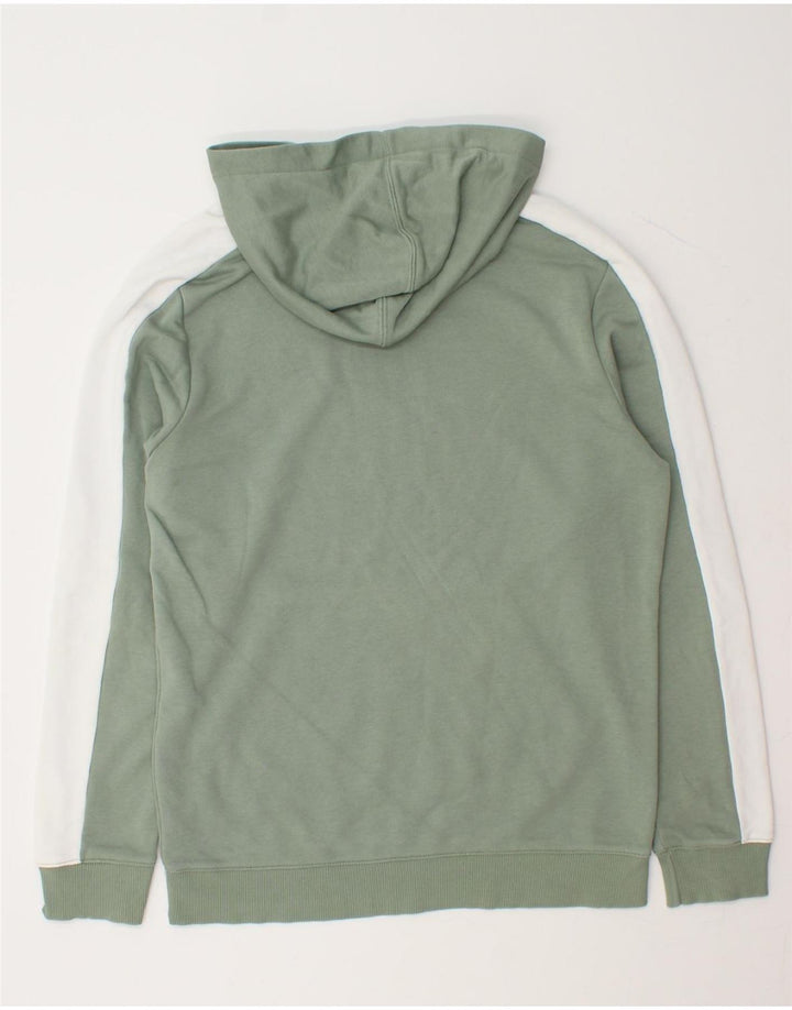 REEBOK Mens Graphic Hoodie Jumper Medium Green Colourblock Cotton Vintage Reebok and Second-Hand Reebok from Messina Hembry 