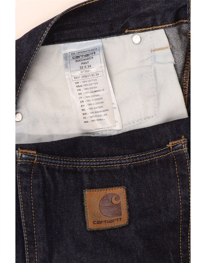 Carhartt Mens Straight Jeans W32 L34 Azul Marinho Algodão