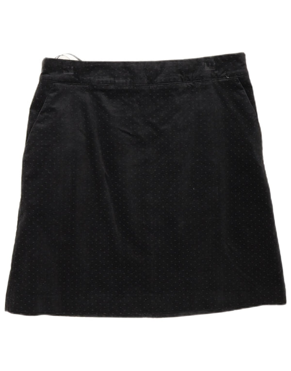 Saia feminina de veludo em linha A da Crew Clothing Reino Unido 12 médio W32 preto manchado