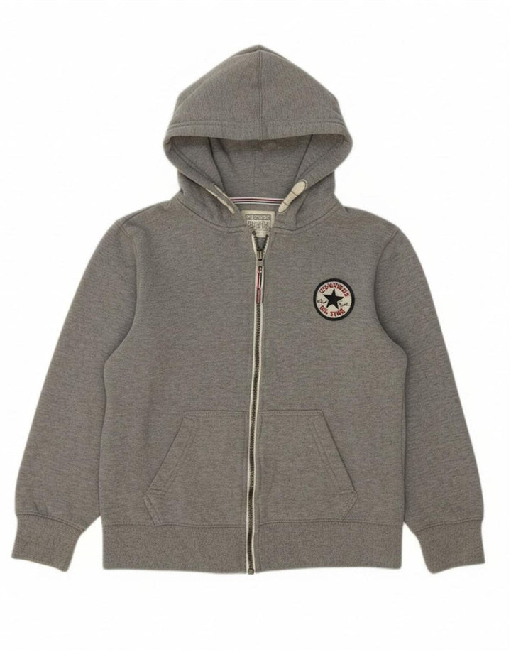 Suéter CONVERSE Boys Zip com capuz 10-11 anos cinza médio algodão