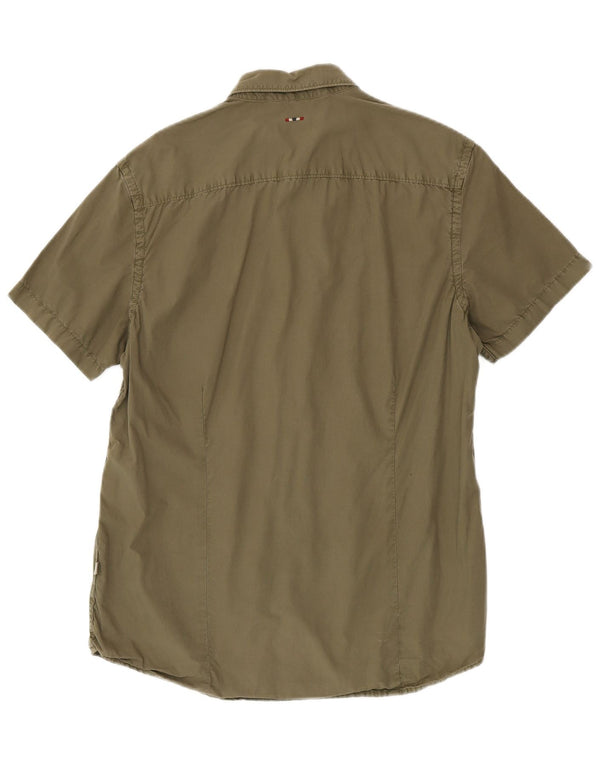 Camisa masculina geográfica de manga curta Napapijri XL cáqui