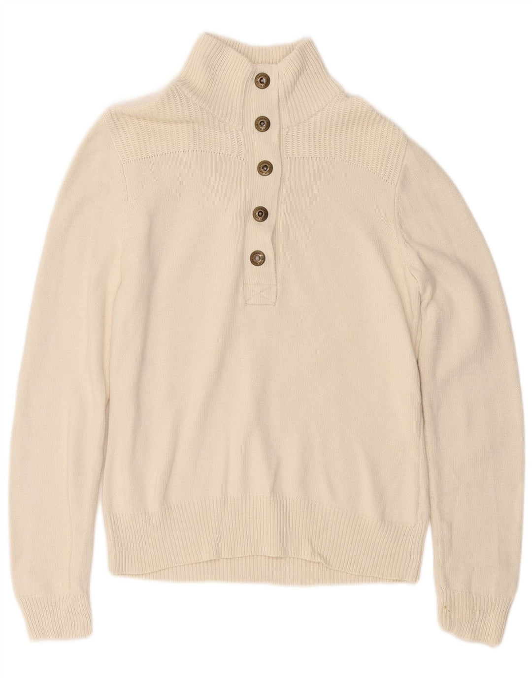 Suéter feminino Ralph Lauren com gola e botão, Reino Unido 14, algodão branco médio