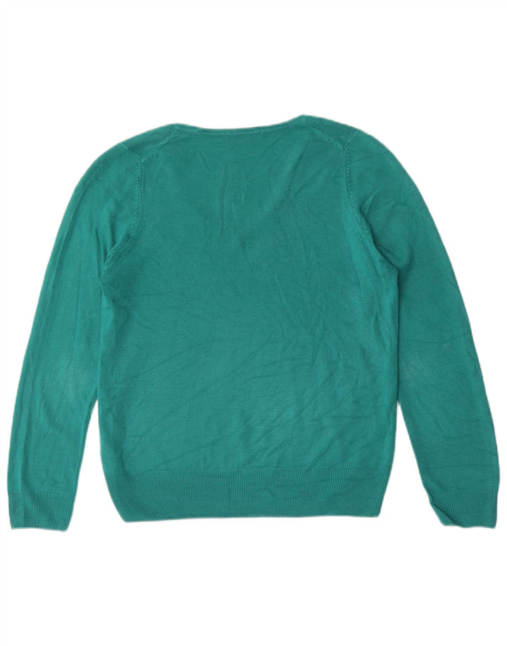 Suéter feminino Marks & Spencer com decote em V Reino Unido 12 acrílico verde médio