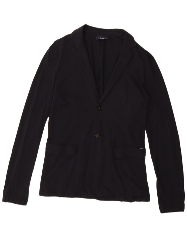 Jaqueta blazer feminina Armani Jeans com 2 botões Reino Unido 18 XL azul marinho algodão