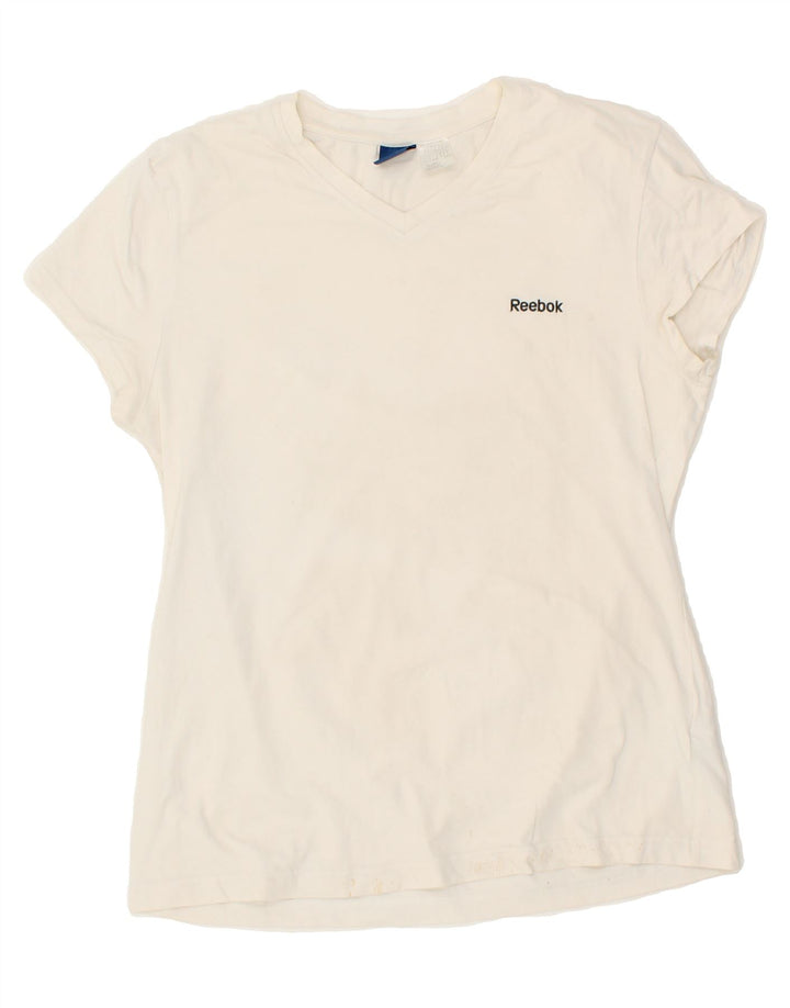 REEBOK Womens T-Shirt Top UK 16/18 Large White Cotton Vintage Reebok and Second-Hand Reebok from Messina Hembry 