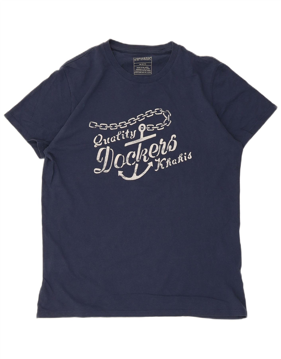 Camiseta masculina Dockers cáqui gráfica top médio algodão azul marinho