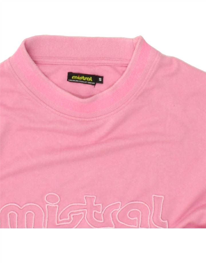 MISTRAL Womens Graphic Sweatshirt Jumper UK 10 Small Pink | Vintage Mistral | Thrift | Second-Hand Mistral | Used Clothing | Messina Hembry 