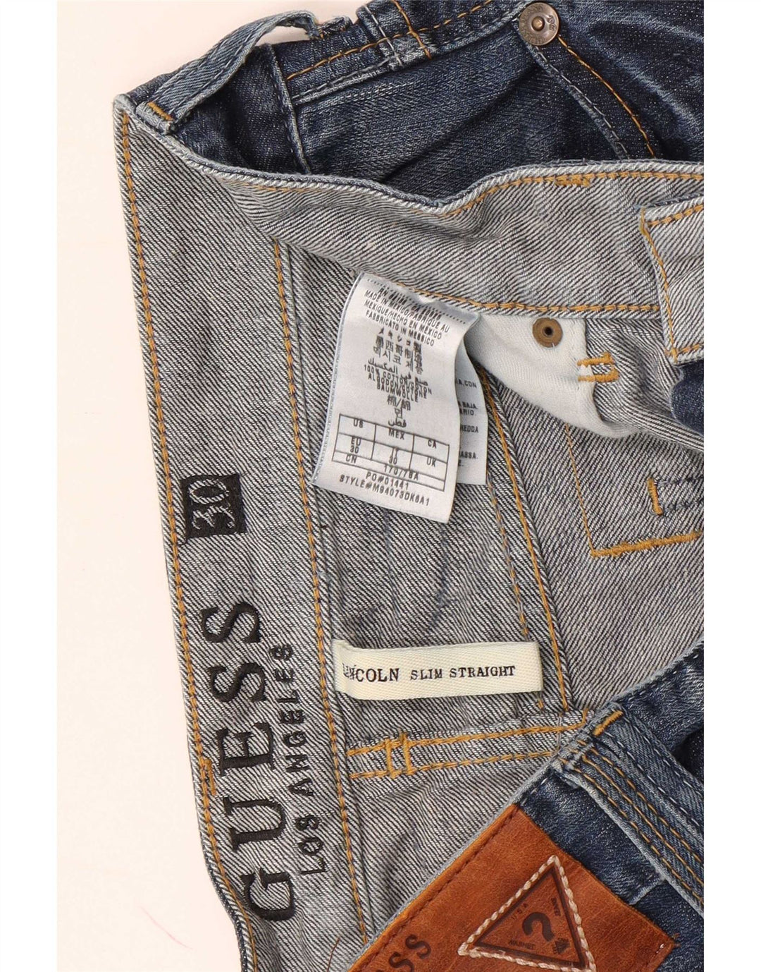 Guess Shorts jeans feminino Lincoln Slim W30 algodão azul médio