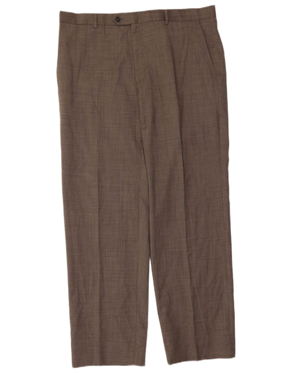 Calça masculina de terno reto Marks & Spencer W38 L31 cinza nova lã