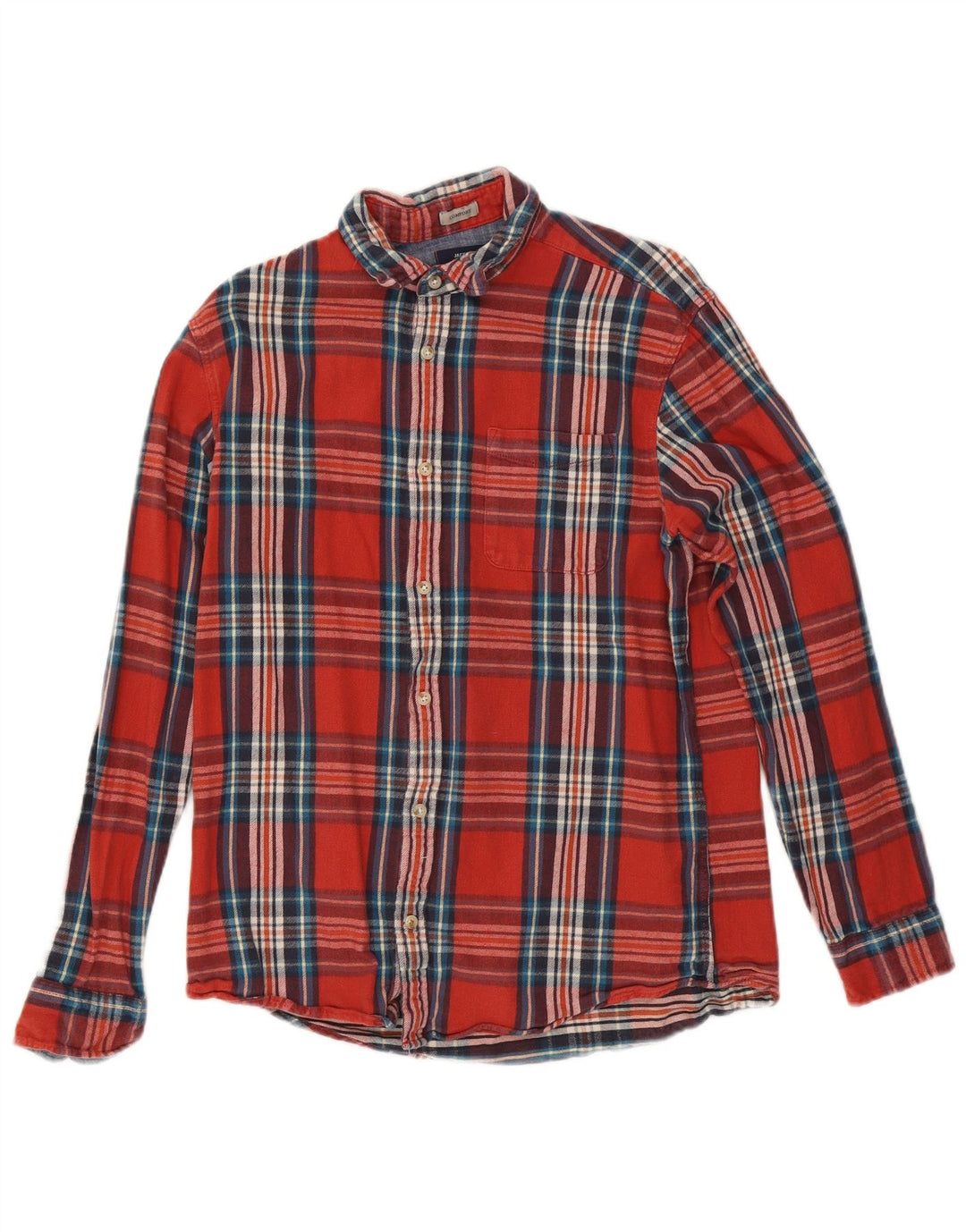 Camisa masculina de flanela Jack & Jones grande algodão xadrez vermelho