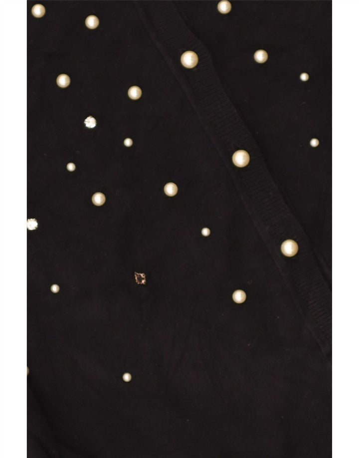 Suéter cardigã feminino Zara Reino Unido 14 grande viscose preta