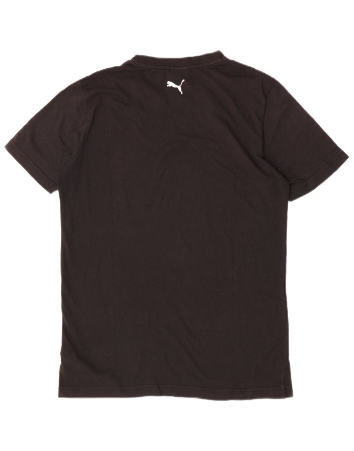 Puma Mens Graphic T-Shirt Top Pequeno Algodão Preto