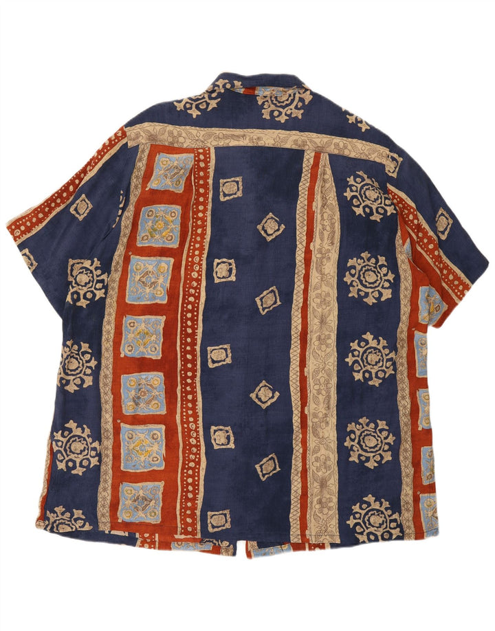 Camisa feminina vintage oversized EU 46 XL multicolorida geométrica