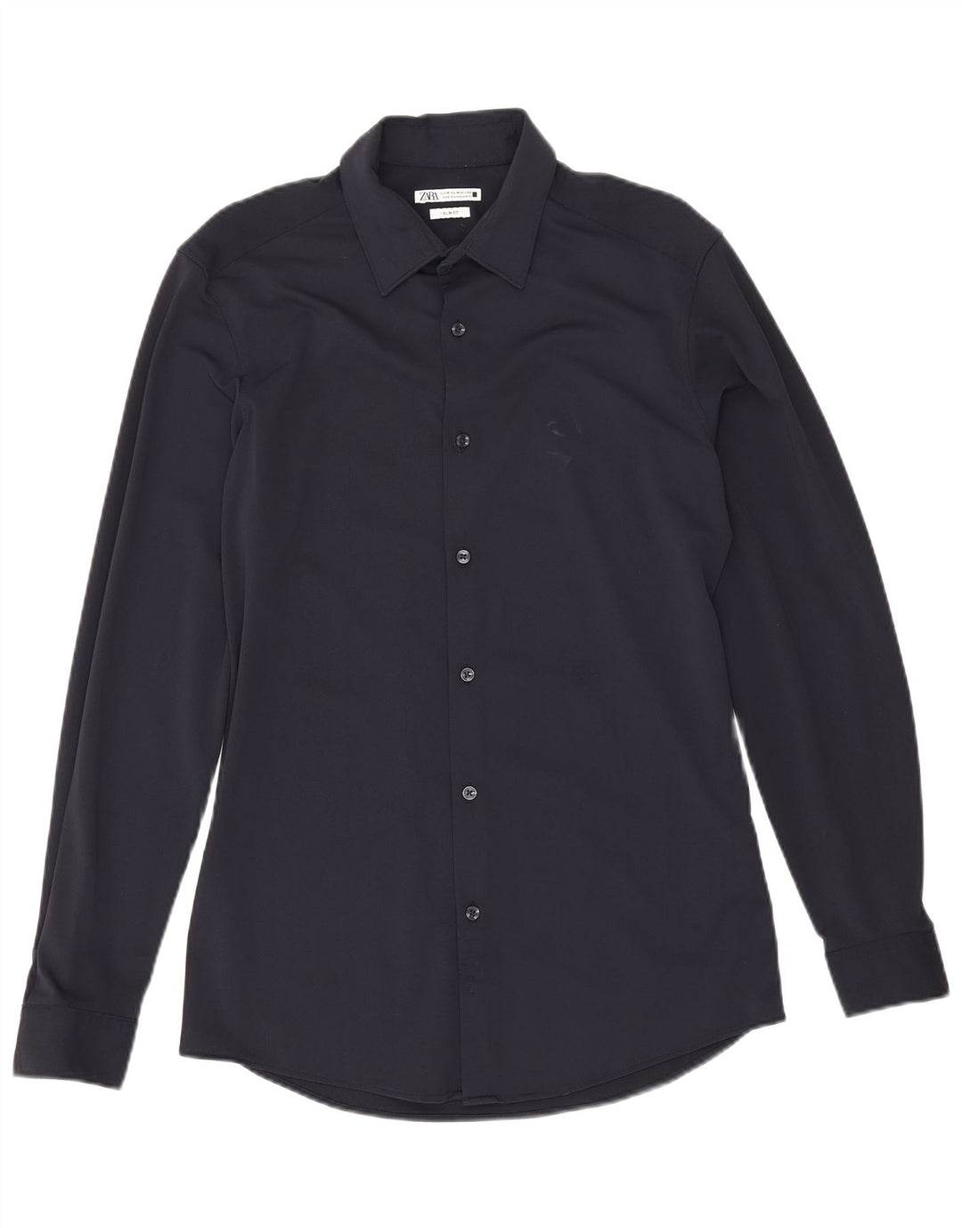 Camisa masculina Zara Slim Fit média azul marinho poliamida