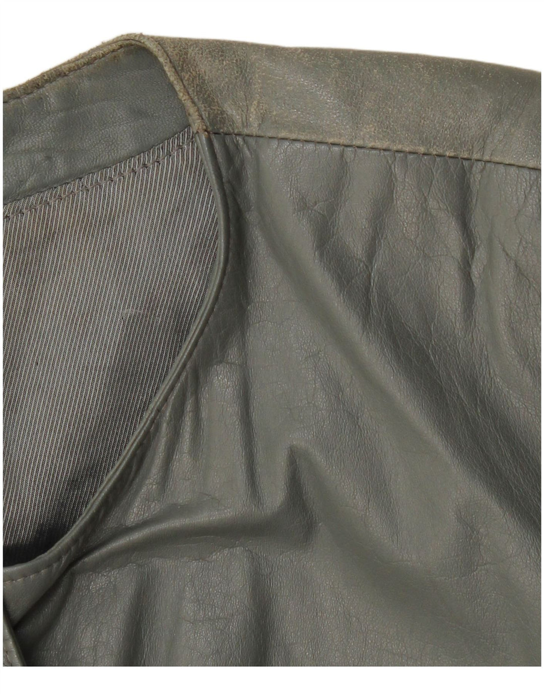 Jaqueta bomber feminina de couro VINTAGE Reino Unido 12 couro cinza médio