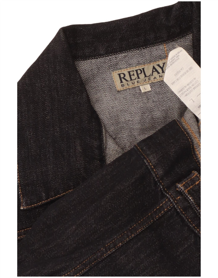 Jaqueta jeans feminina Replay UK 14 grande algodão preto