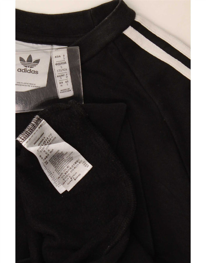 Adidas Mens Moletom Jumper Pequeno Algodão Preto