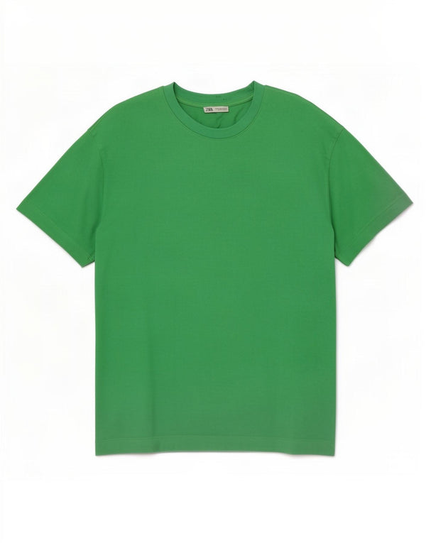 Camiseta masculina Zara Top médio algodão verde
