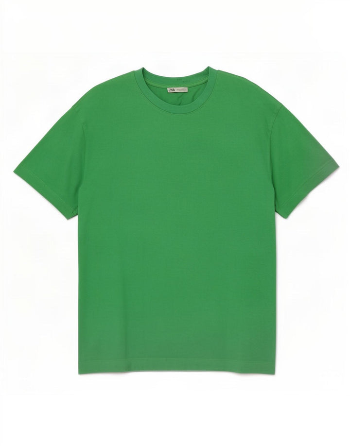 Camiseta masculina Zara Top médio algodão verde