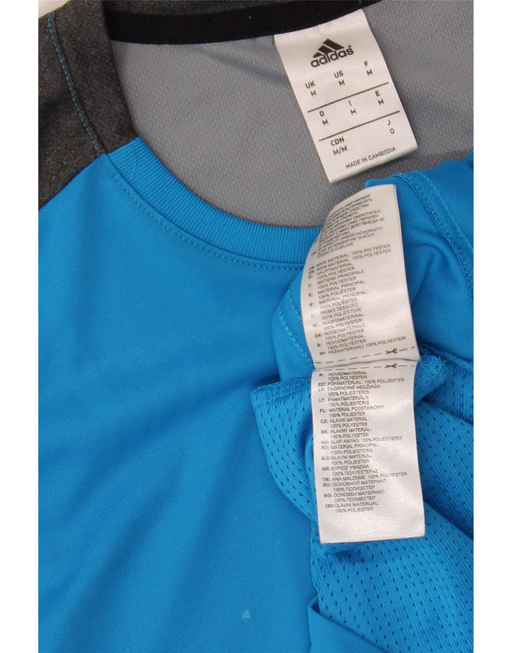 Camiseta masculina Adidas Top médio azul colorblock poliéster