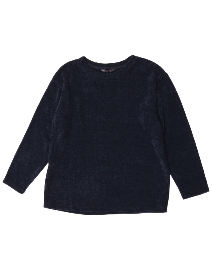 Top masculino Marks & Spencer de manga comprida grande poliéster azul marinho