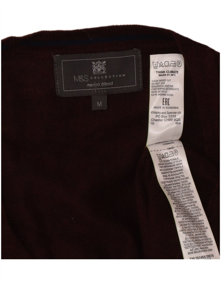 Suéter cardigã masculino Marks & Spencer médio Borgonha acrílico