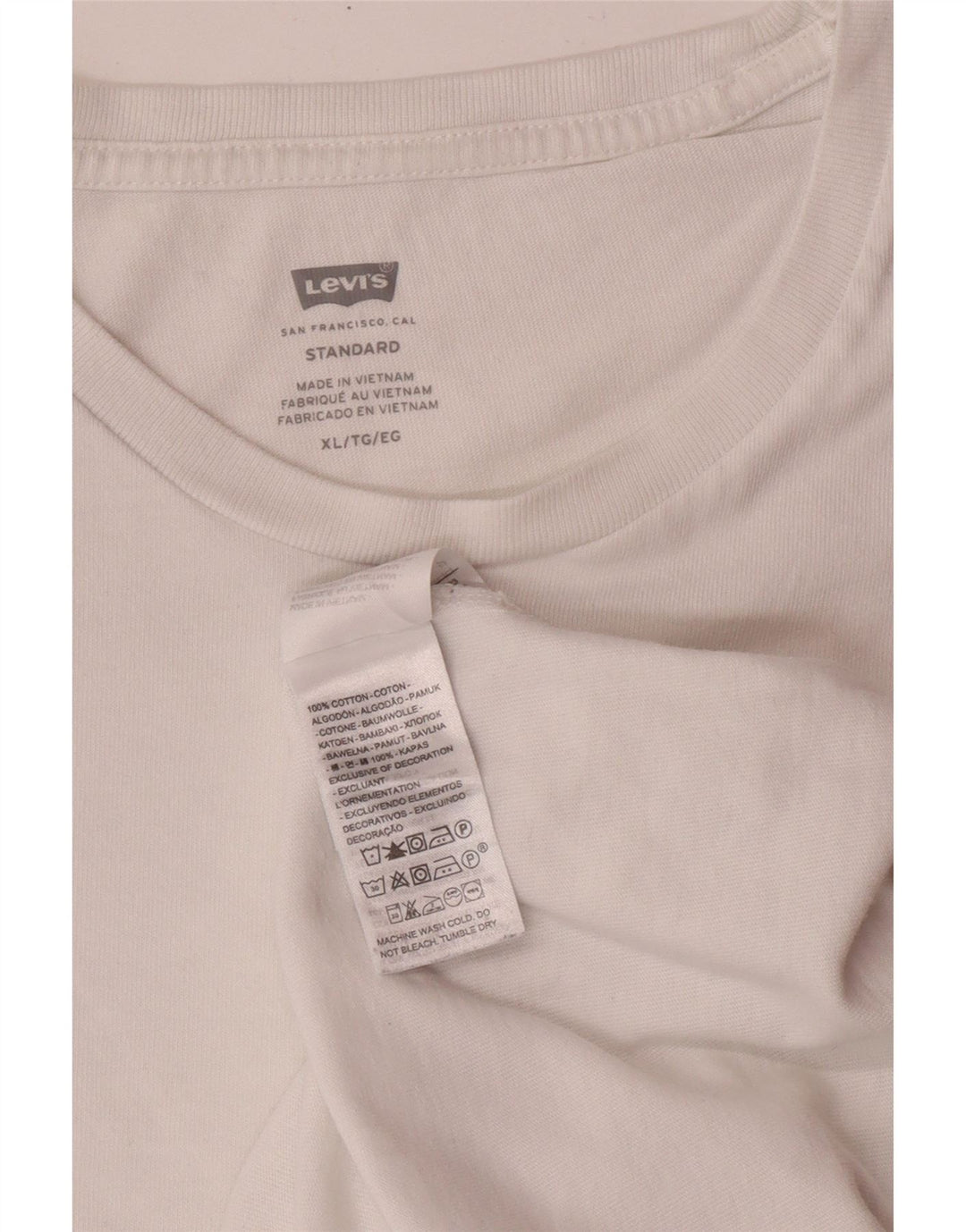 Camiseta masculina LEVI'S Standard Fit Top XL de algodão branco