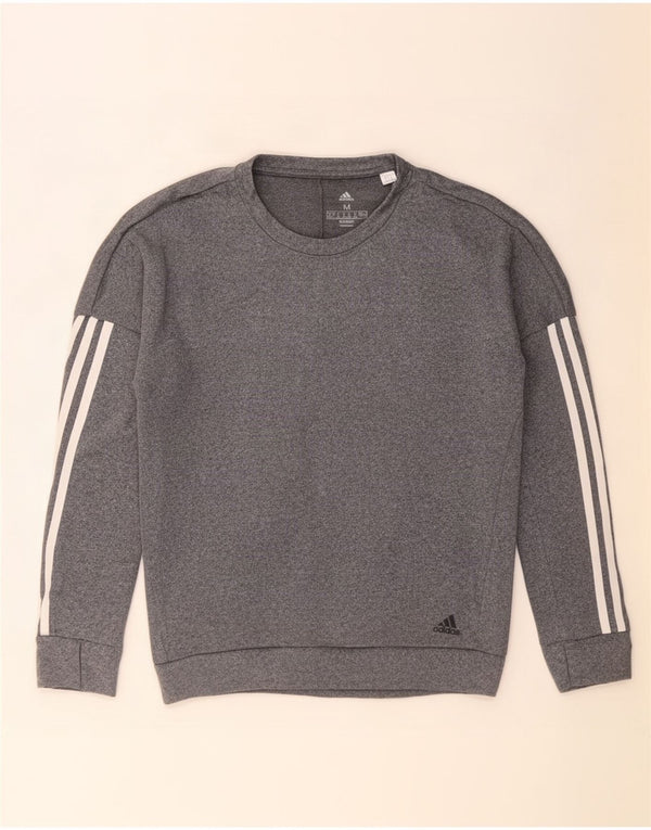 Adidas Womens Sweatshirt Jumper UK 12/14 Médio Cinza Poliéster Flecked