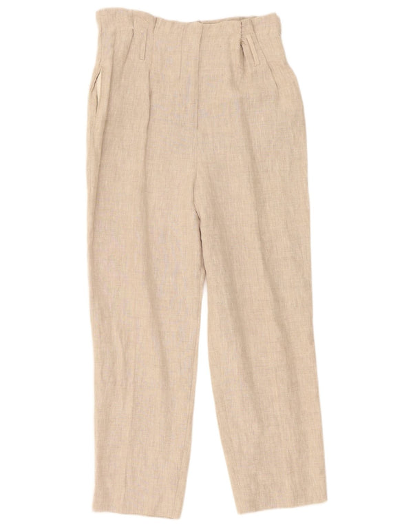 Calça chino feminina Zara com cintura alta média W30 L26 linho bege