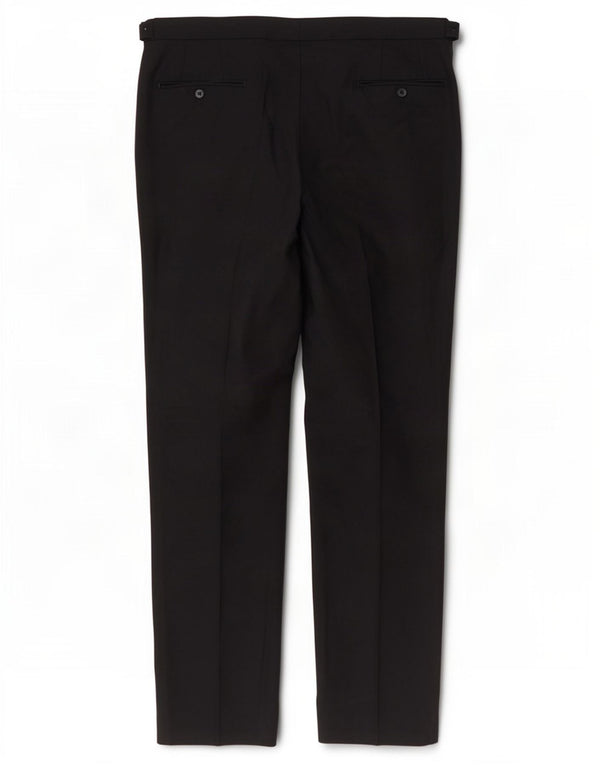Calça masculina de terno reto Marks & Spencer W36 L33 preta de lã nova