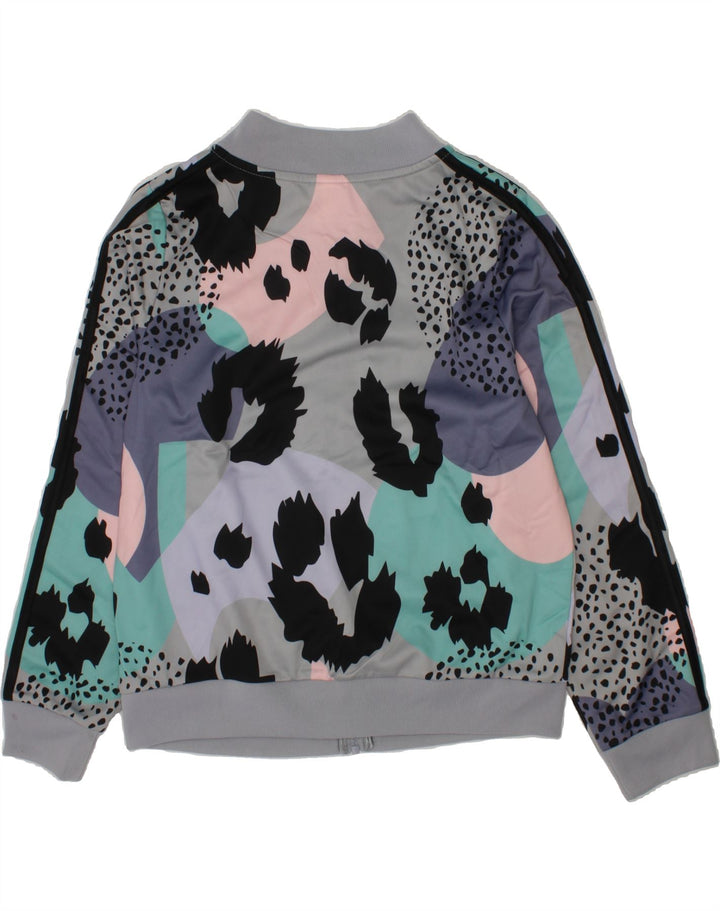ADIDAS Girls Abstract Pattern Tracksuit Top Jacket 13-14 Years Large Grey Vintage Adidas and Second-Hand Adidas from Messina Hembry 